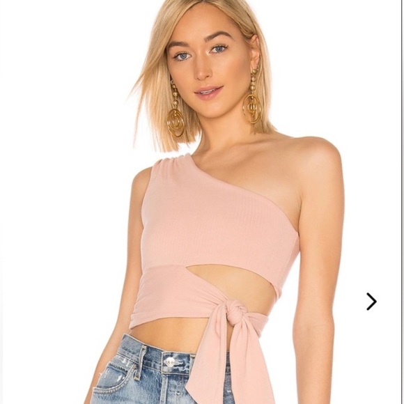 Lovers + Friends Tops - Lovers + Friends Blush One-Shoulder Tie-Front Tank
